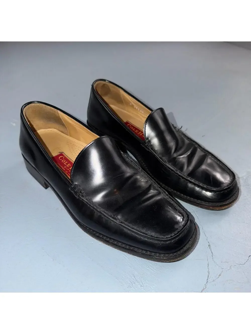 Cole Haan Italy Black Leather Kiltie Italian Loafer Men's 8M VGUC VTG 90s Shoes